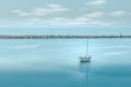 Single fishing boat in the Halfmoon Bay, south of San Francisco California