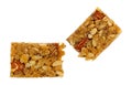 Single flax and almond seed granola bar broken in half