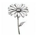 Vintage-inspired Black And White Daisy Flower Illustration Royalty Free Stock Photo