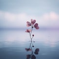 a single flower floating in the water on a cloudy day Royalty Free Stock Photo