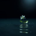 a single flower floating in the water at night Royalty Free Stock Photo