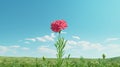Photorealistic Rendering Of Pink Carnation In Green Field