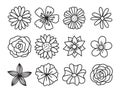 Single Flowers Doodles Drawing Vector Illustration Royalty Free Stock Photo