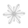 Single flowers silver ornate isolated on white background, luxury flower petal silver simple, silver flowers object metal Royalty Free Stock Photo