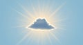 A single, fluffy cloud is set against a light blue sky. The sun is positioned directly behind Royalty Free Stock Photo