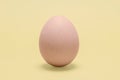 Single free range organic brown egg on yellow