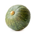 Single fresh kabocha or green Japanese pumpkin isolated on white background with clipping path