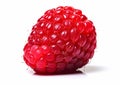 Single fresh red raspberry on white background.Macro.AI Generative Royalty Free Stock Photo