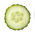 Single fresh slice of cucumber close up on white background Royalty Free Stock Photo