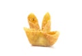 Single Fried Stuffed Wontons on a White Background