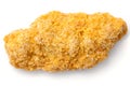 Single frozen bread crumbed chicken strip on white. Royalty Free Stock Photo