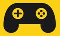 A single game console controller against a yellow backdrop