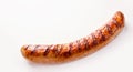 Single German bratwurst sausage on white Royalty Free Stock Photo