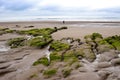 Single girl walking near unusual mud banks Royalty Free Stock Photo