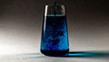 Single Glass Beaker with Blue Liquid.Science concept. Generated Image Royalty Free Stock Photo