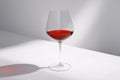 Single glass of red wine with shadow Royalty Free Stock Photo