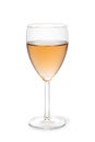 Single glass of rose wine isolated on white background
