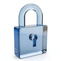 A single glass translucent 3d lock symbol icon isolated on clean and white background Royalty Free Stock Photo