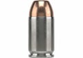Close up of a single brass and silver bullet on a white background Royalty Free Stock Photo