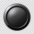 Glossy black round button top view isolated on transparent background shiny Royalty Free Stock Photo