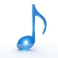 A Glossy Blue Musical Eighth Note Symbol on a White Background musical note quaver Royalty Free Stock Photo