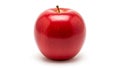 A single glossy red apple is centered on a plain white background Royalty Free Stock Photo