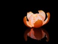 Single glowing tangerine with reflection