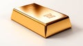 A single Gold bar on white background