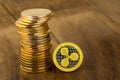 A single gold Ripplecoin digital coin