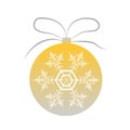 Single Gold-silver Christmas tree ball with snowflake Royalty Free Stock Photo