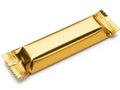 Single gold wrapped candy bar isolated on white background Royalty Free Stock Photo