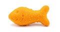 A single goldfish cracker on a white background close up Royalty Free Stock Photo
