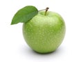 Single Granny Smith Apple with leaf Royalty Free Stock Photo