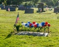 Single grave with American Flag