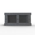 Single Gray Concrete Cinder Block Isolated on White. 3D illustration