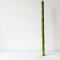 A single green bamboo stalk stands vertically against a plain white background. The Royalty Free Stock Photo