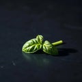 Single Green Basil Leaf on Slate Royalty Free Stock Photo