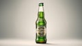 A single green beer bottle is displayed on a white background Royalty Free Stock Photo