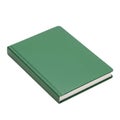 A simple green book with a plain cover sitting on a white surface in a studio setting isolated Royalty Free Stock Photo