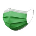 Green Disposable Face Mask with White Ear Loops and White Border Detail green mask disposable mask Royalty Free Stock Photo
