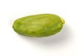 Single green pistachio nut peeled, isolated on white background