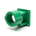 Green Plastic Pipe Clamp Holder with Mounting Plate on White Background bracket Royalty Free Stock Photo