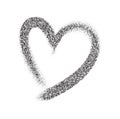 Single grey brush stroke blurred grainy heart made of small dots