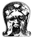 Single Grotesque Mask, vintage engraving