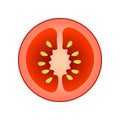 Single half of red tomato simple cartoon isolated on white background Royalty Free Stock Photo