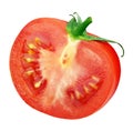 Single half of red tomato on white Royalty Free Stock Photo