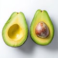 A single halved avocado, set against a clear background, produced by image Royalty Free Stock Photo