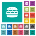 Single hamburger square flat multi colored icons