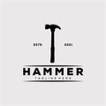 Single hammer isolated silhouette logo template vector illustration design. simple classic hammer, service, repair logo concept