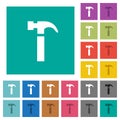 Single hammer square flat multi colored icons Royalty Free Stock Photo